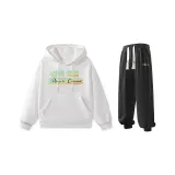 Комплект одежды (Белый свитшот + Черные штаны)