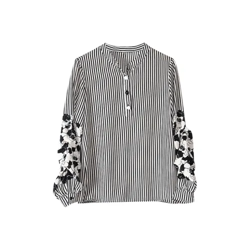 Wbwq Рубашка Женская Черная Абрикосовые Полосы
