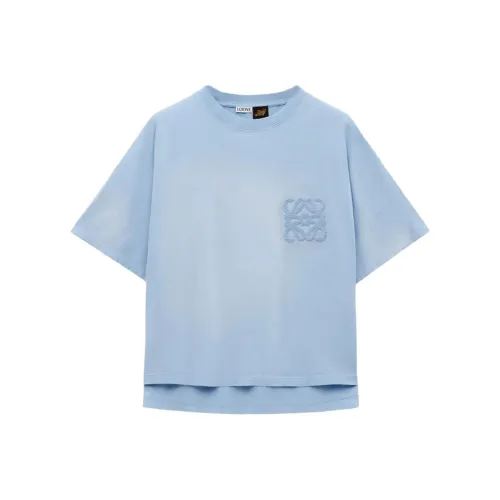 LOEWE Paula's Ibiza Рукав с оборванным плечом T-рубашка Женская Небесно-голубая