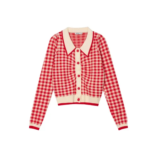 FAWENXIANGZI Свитер Женский Красный Клетка