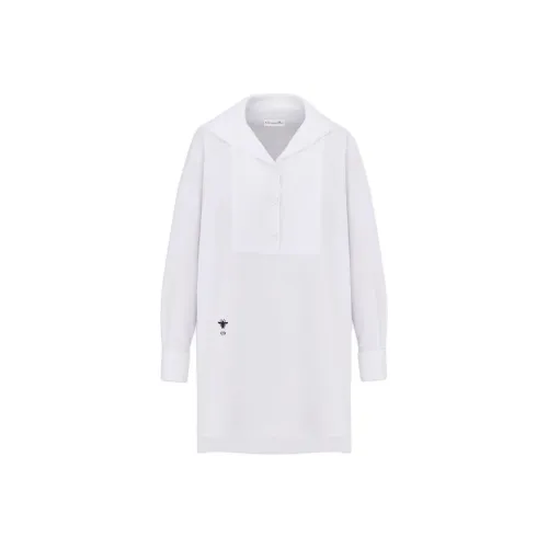 DIOR Блузка с SAILOR Ожерелье-чокер Белая хлопковая Поплин Рубашка Женская Белая
