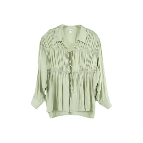 A21 Рубашка Женская Светло-Розовая Зеленая