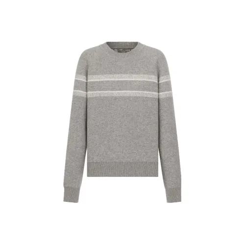 DIOR Двусторонний Круглый вырез Свитер Женский Серый