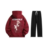 Комплект (бордовый топ+черные брюки)