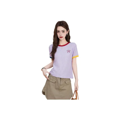 FAWENXIANGZI Стандартная T-рубашка Женская Фиолетовая