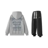 Комплект одежды (Серый свитшот + Черные спортивные штаны)