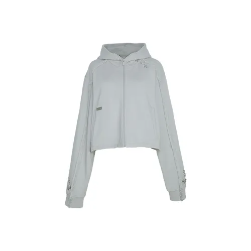 C2H4 С капюшоном Стандартный Свитшот Женский Средний Серый