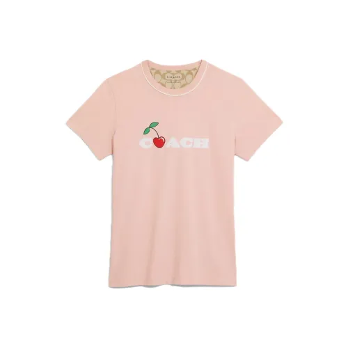 COACH SS23 Стандартная T-рубашка Женская Розовая