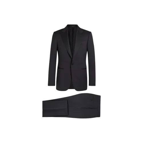 Zegna Черный Multiseason Шерсть Tuxedo Drop 7 Бизнес Костюм Мужской Черный