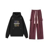 Комплект одежды (Черный топ + Фиолетовые розовые штаны)