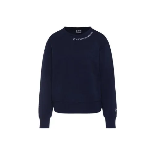 EMPORIO ARMANI Буква Повседневный С принтом Круглый вырез Длинный рукав Рубашка Рубашка Женская Синяя