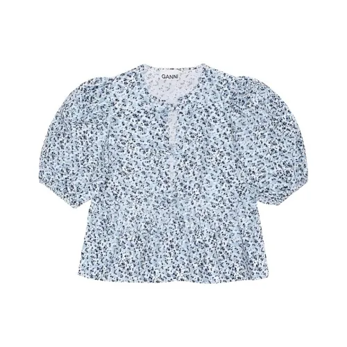 GANNI SS24 Рубашка Женская Ледник Озеро Синий