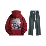 Комплект одежды (Топ бордового цвета + винтажные синие штаны)