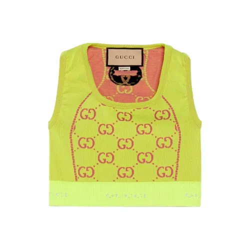 GUCCI SS22 Топ на бретелях Женский Неоново-желтый