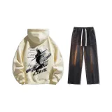 Set (Apricot (Fleece-Lined) + Black Jeans)  
Комплект (Абрикос (с флисовой подкладкой) + Черные джинсы)