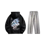 Комплект (Черный с флисовой подкладкой + Светло-синие джинсы)