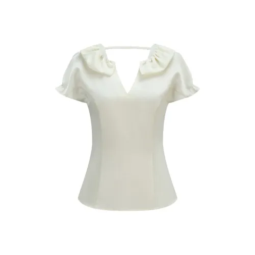 HDFULERN Рубашка Женская Кремово-Желтая