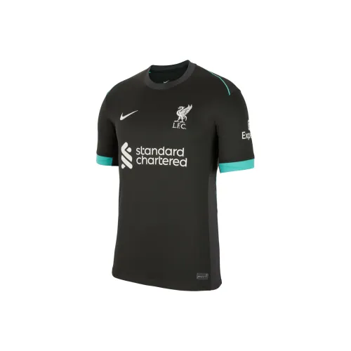 Nike Liverpool 2023 24 Сезонная форма Футбол Джерси Мужской Черный Угольно-черный Промытый Утино-зеленый Парусный белый