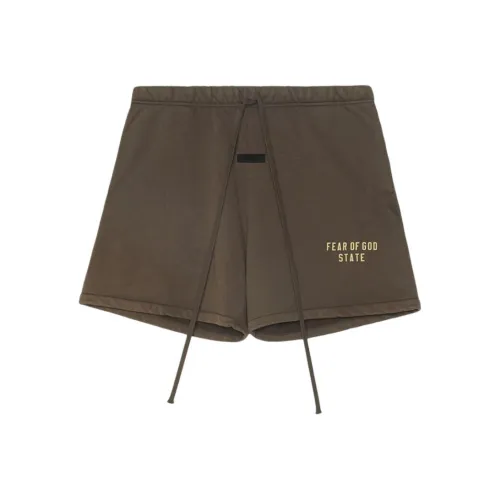 Fear Of God Essentials Морской Тяжелый Флис Футбол Свитшот Шорты Повседневные Мужские Умбра Коричневый Коричневый