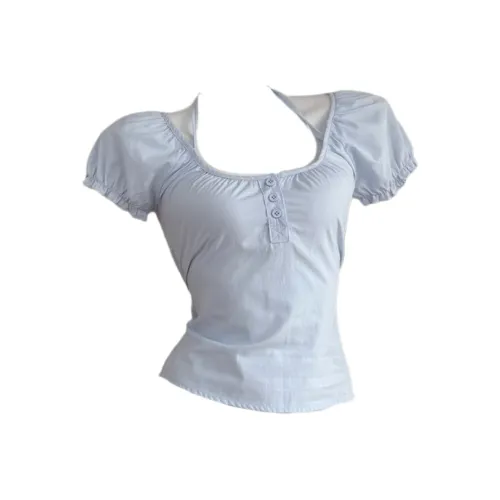 AURORA MUSE Буф-рукав Т-рубашка Женская Синяя