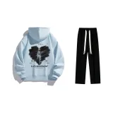 Комплект одежды (Свитшот Glacier Blue + Черные повседневные штаны)