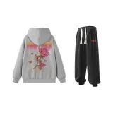 Комплект одежды (Серый свитшот + Черные спортивные штаны)