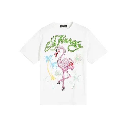 Ed Hardy SS24 Рукав с оборванным плечом T-рубашка Женская Белая