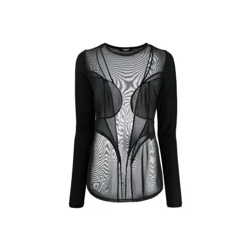 BALMAIN Черные Женские Т-рубашки