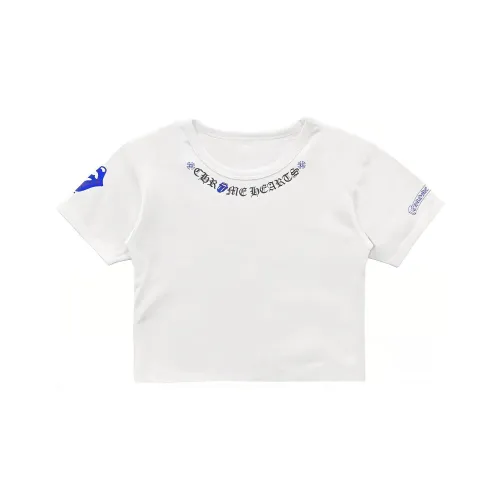 Chrome Hearts x GUNSHI Буква С Принт Круглый вырез Укороченный пуловер Короткий рукав Т-рубашка Женская Белая