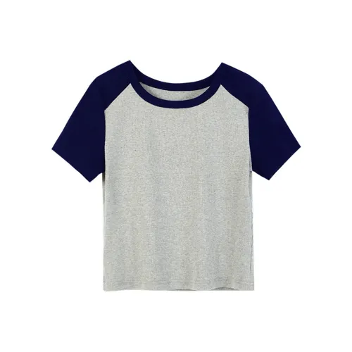 Juden Choi T-Shirt Женская Серый Темно-синий