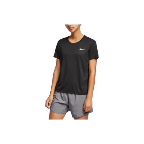 Nike Рукав с оборванным плечом T-рубашка Женская Черная