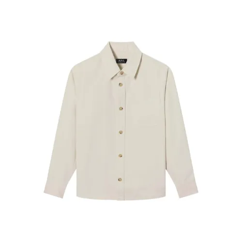 A.P.C. Joint Paragraph Серый Белый Мужские Рубашки