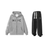 Комплект одежды (Серый свитшот + Черные спортивные штаны)