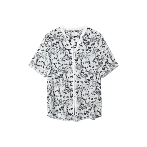 H YXIANG T Рубашка Женская Белая Основа С Принт