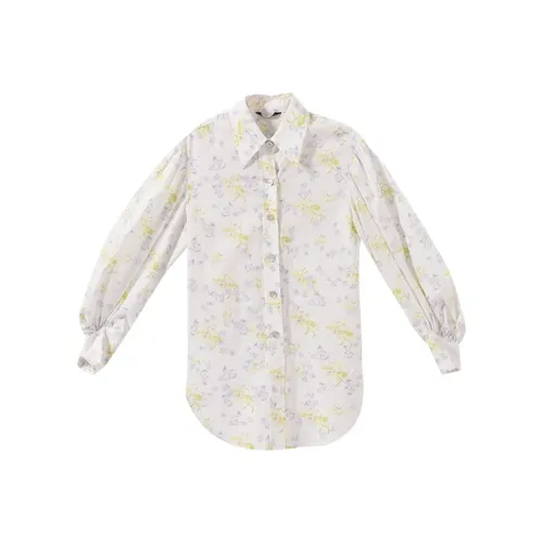 YUMOMO STAR Светло-фиолетовый Желтый Цветочный Женские Рубашки