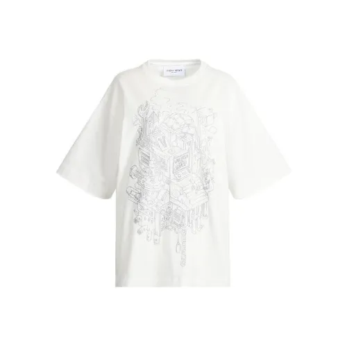 Valeria Obbaco Рукав с оборванным плечом T-рубашка Унисекс Белый