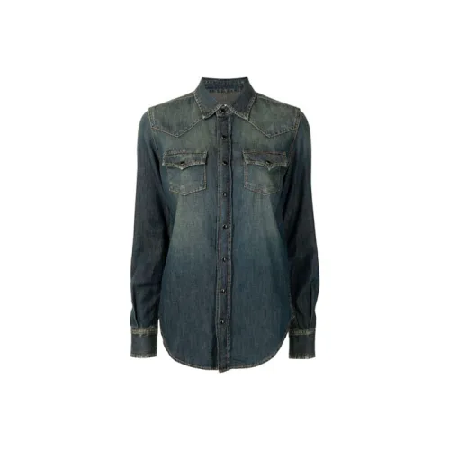 SAINT LAURENT Рубашка Женская Синяя