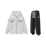 Комплект одежды (Белый свитшот + Черные спортивные штаны)