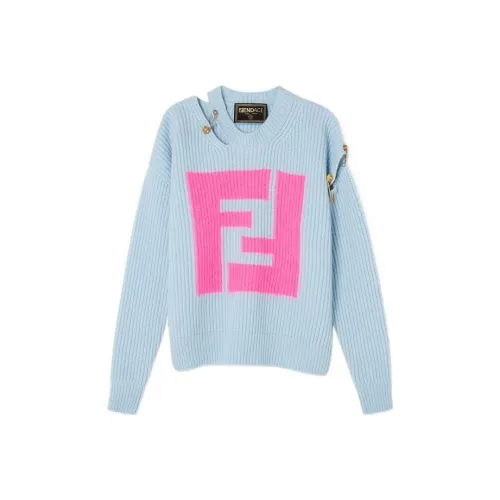 VERSACE X Fendi SS22 Кашемировый свитер женский синий