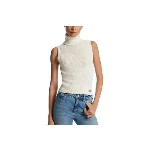 MICHAEL KORS Без рукавов Мериносовая шерсть Смесь Водолазка Топ Свитер Женские Экрю