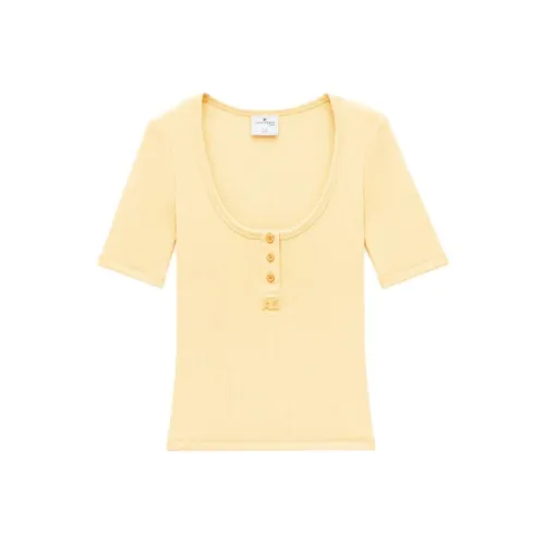 COURREGES SS24 HOLISTIC SNAPS 90's Рيب Топ Рубашка Женская Pollen Цветочный Розовый