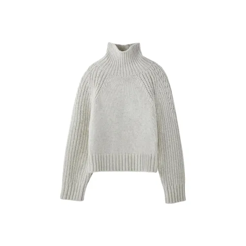 RECTO FW24 Компактный Черепаха Шея KNIT Топ Свитер Женский Белый GREY Белый Серый