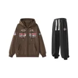 Set (Coffee Sweatshirt + Black Training Pants)  
Комплект (Кофейный Свитшот + Черные Спортивные Штаны)