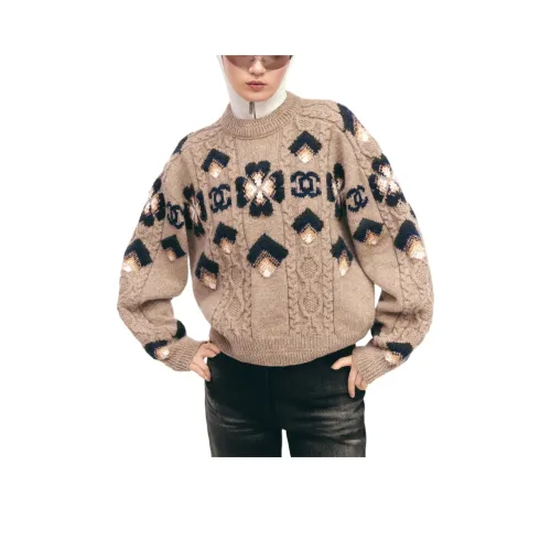 CHANEL NEIGE Ski Series 24 Осенний и Зимний Свитер Женский Бежевый