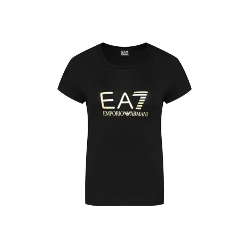 EMPORIO ARMANI EA7 Темно-черные Женские Футболки