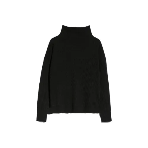 MaxMara Studio EMMY Collection Шерсть и Кашемир Ткань в рубчик JUMPER Свитер Женские Черный