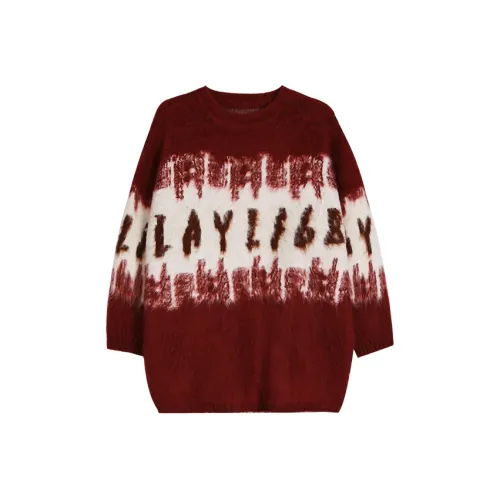 Новый год Красный Свободный крой Трикотажная ткань Топ Женский Кирпично-красный