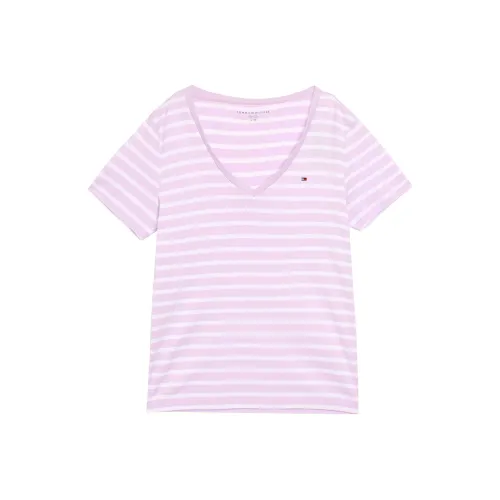Tommy Hilfiger Светло-фиолетовый и белый с полосами женские T-рубашки