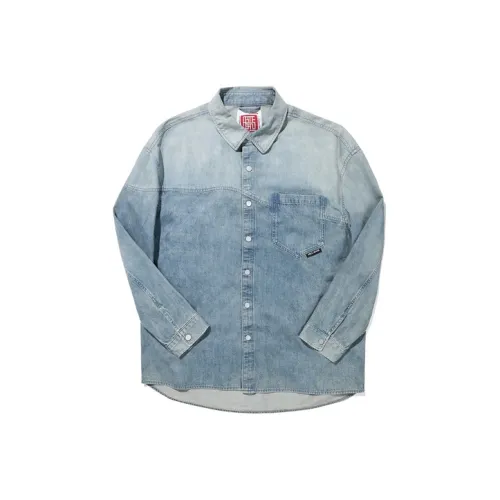 ABLE JEANS Рубашка Женская Светло-желтая Грязно-синяя