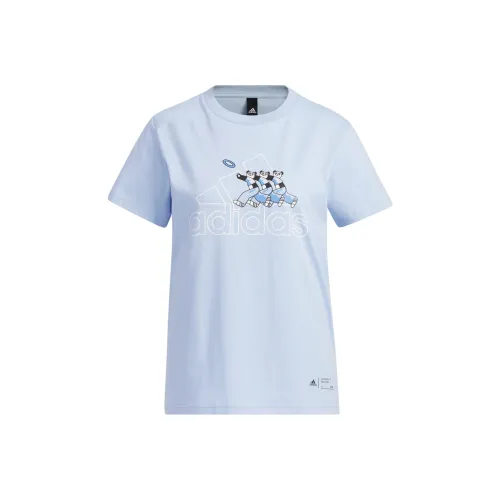 Adidas Светло-розовый синий Женские футболки